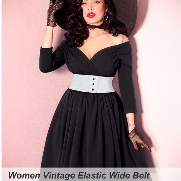 Women's Stretchy Elastic Wide Belt Waist Cincher Corset Dress Accessory - Picture 7 of 9